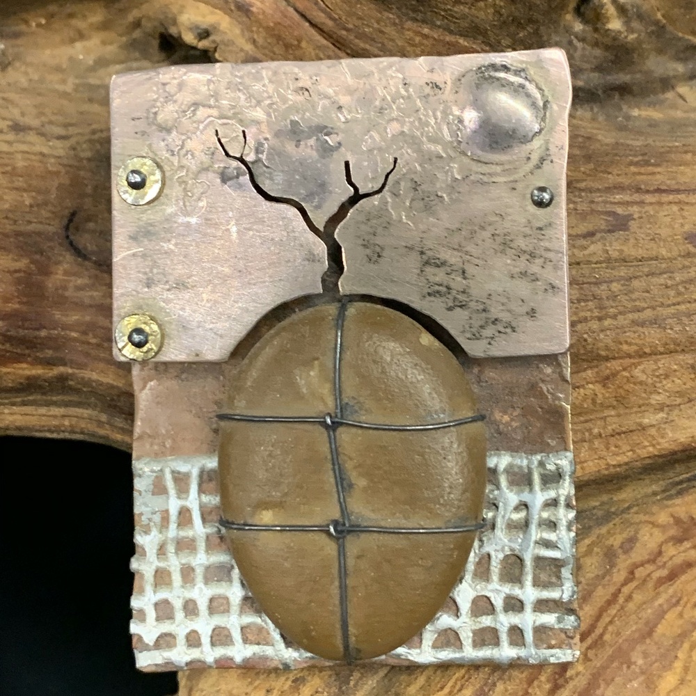 Stone & Metal Tree Pin